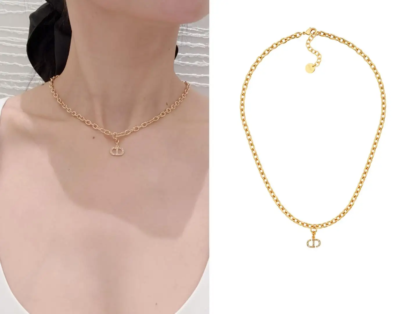 CD Icon Crystal-Embellished Chain Necklace D14017326 — view 7