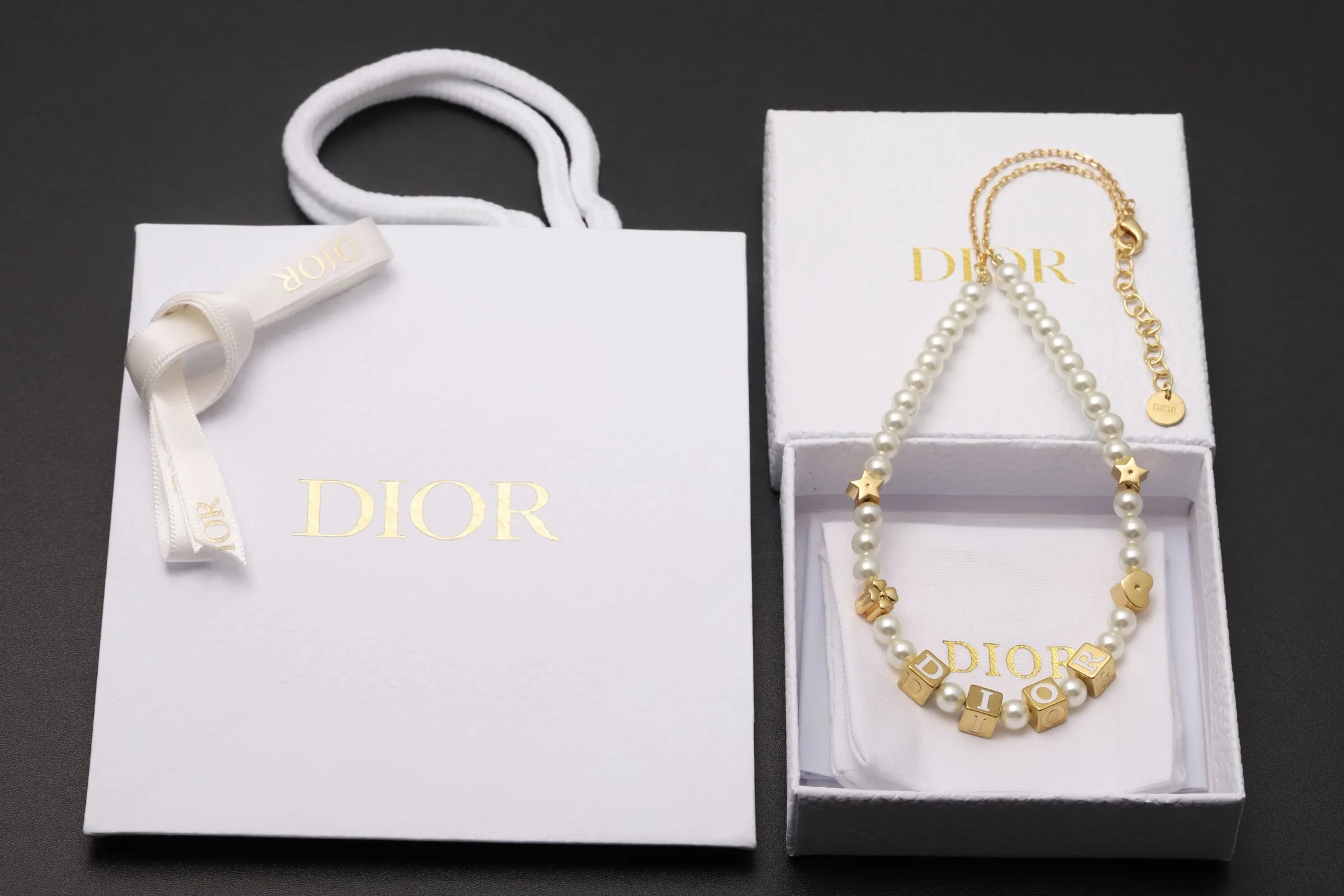 Dior Logo Cube and Faux Pearl Necklace D16017248 — view 2