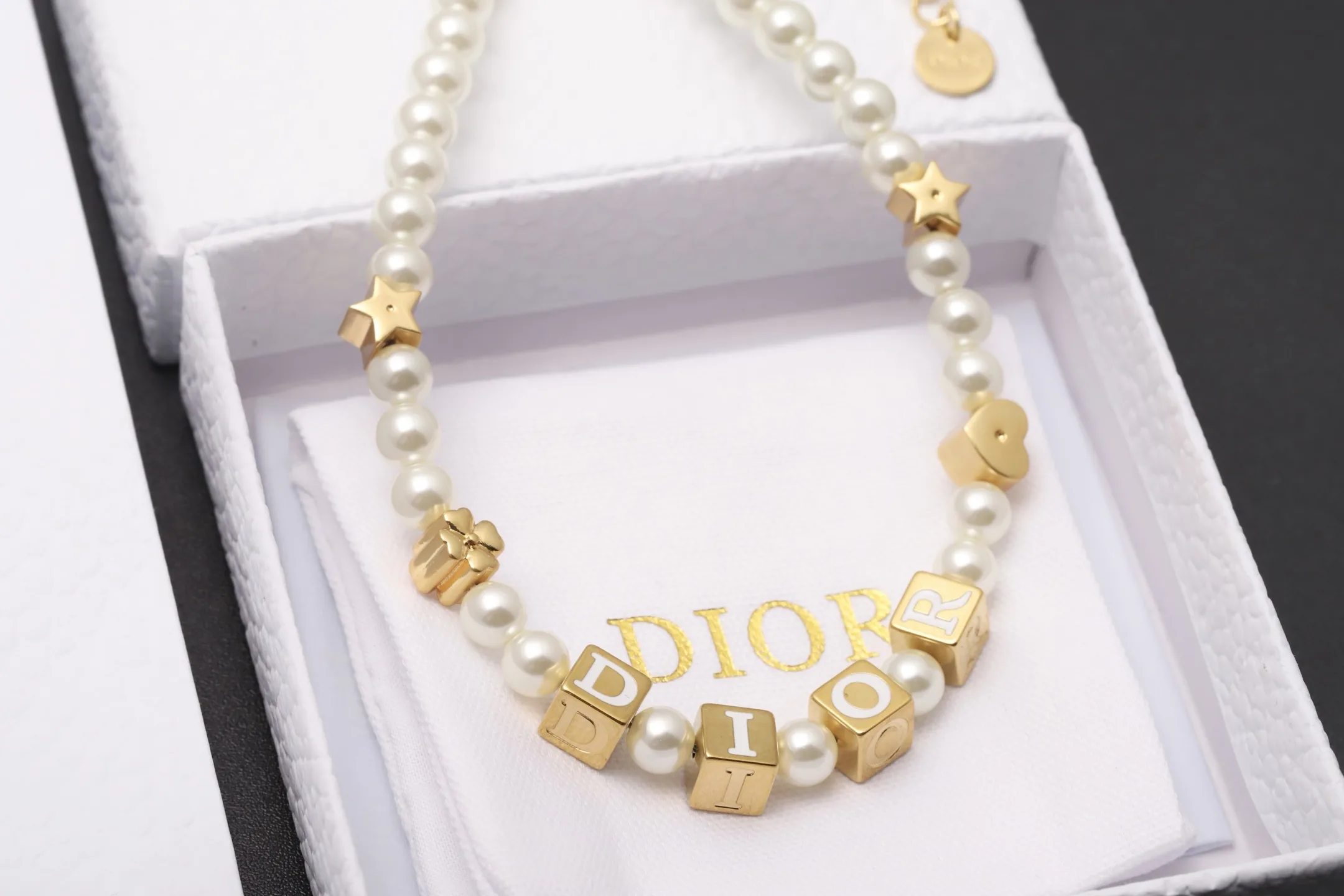 Dior Logo Cube and Faux Pearl Necklace D16017248 — view 3