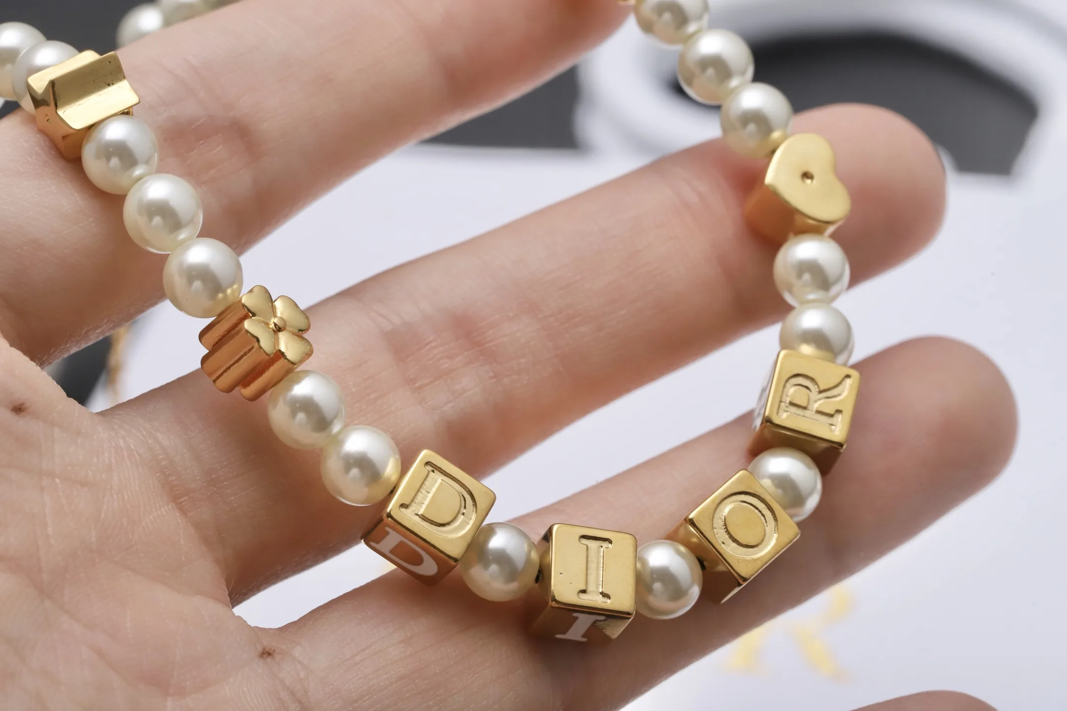 Dior Logo Cube and Faux Pearl Necklace D16017248 — view 4