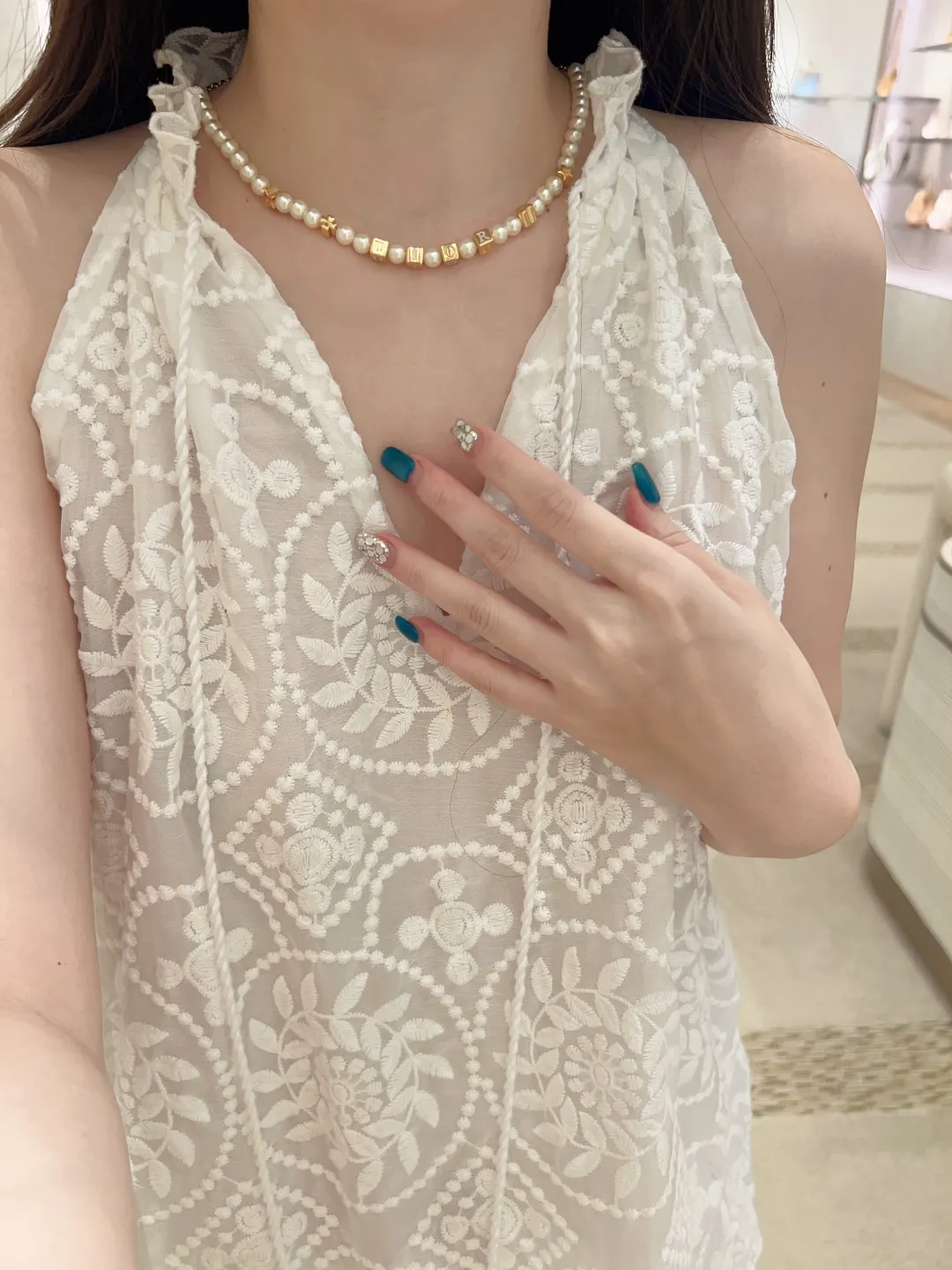 Dior Logo Cube and Faux Pearl Necklace D16017248 — view 9