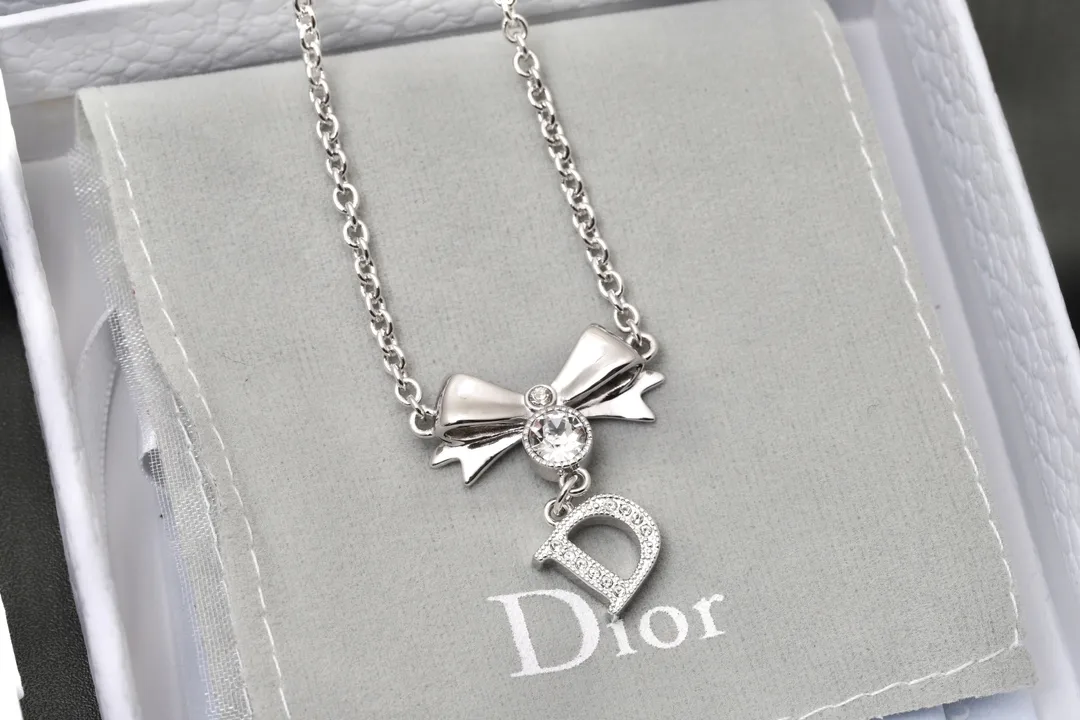 Vintage Bow and Crystal Logo Pendant Necklace D13516765 — view 2
