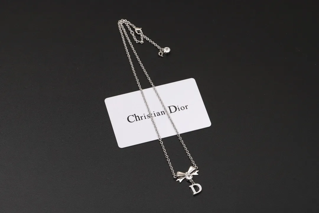 Vintage Bow and Crystal Logo Pendant Necklace D13516765 — view 3