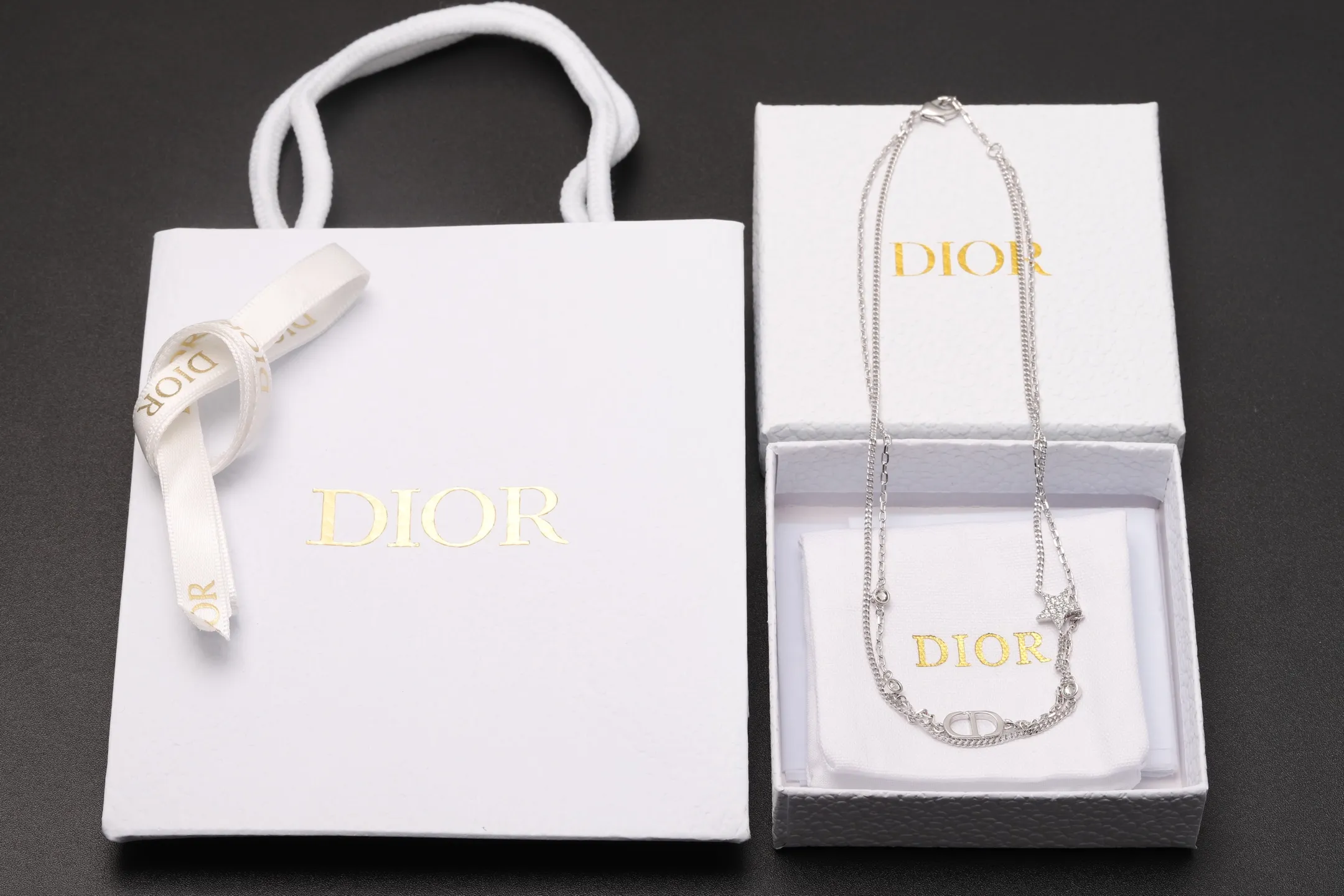CD Star Crystal Double-Layer Necklace D14016605 — view 2