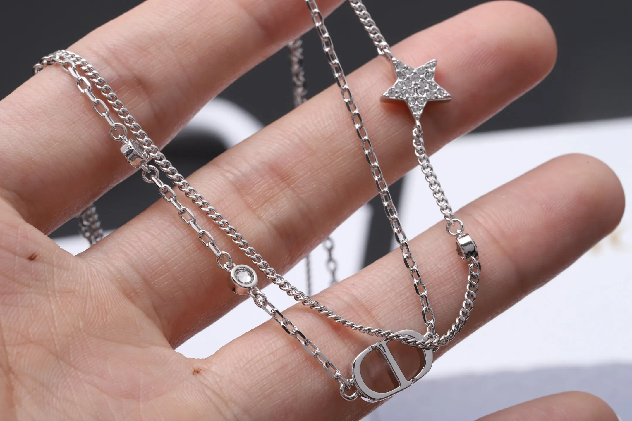 CD Star Crystal Double-Layer Necklace D14016605 — view 4