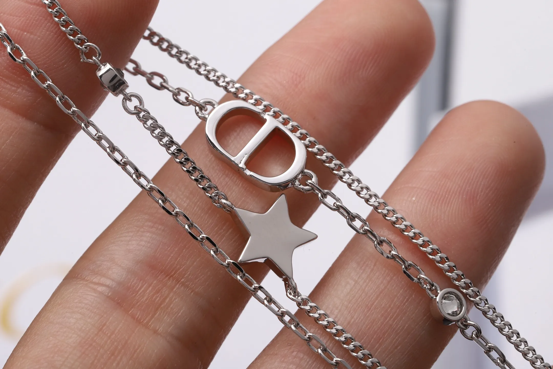 CD Star Crystal Double-Layer Necklace D14016605 — view 5