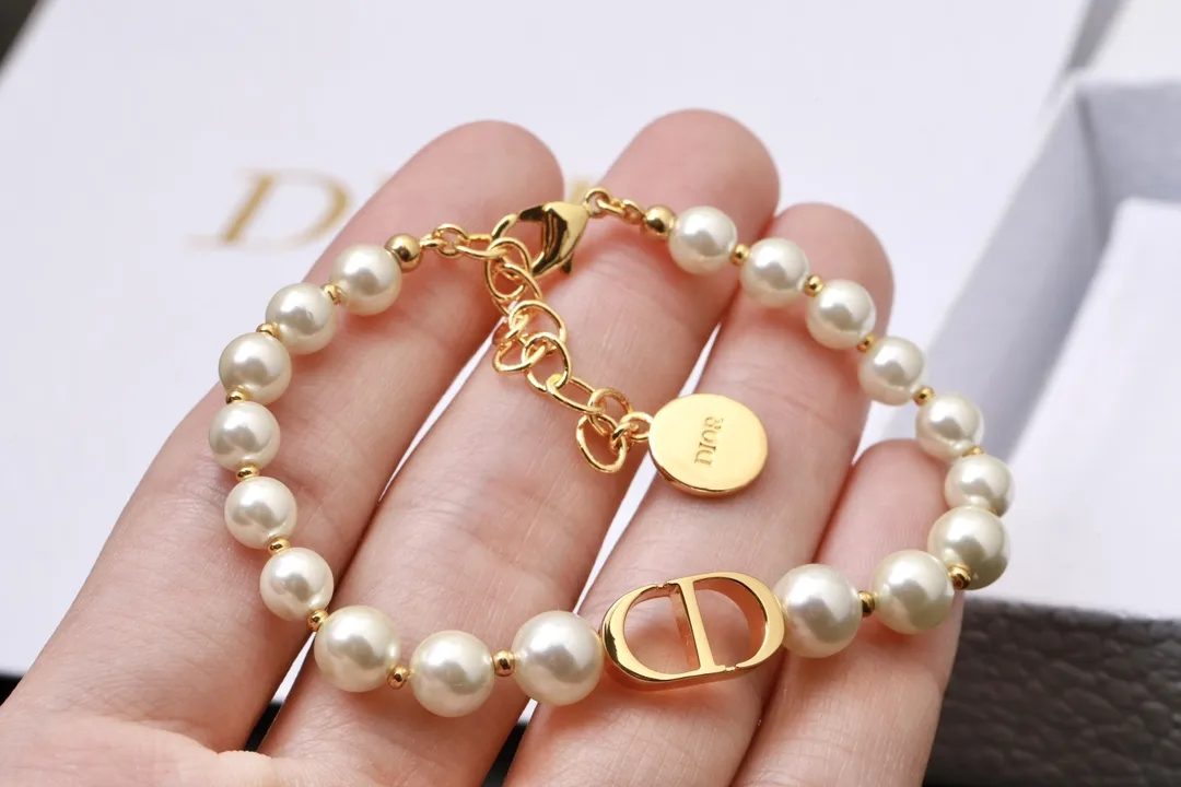CD Navy Resin Pearl Bracelet D15517258 — view 4