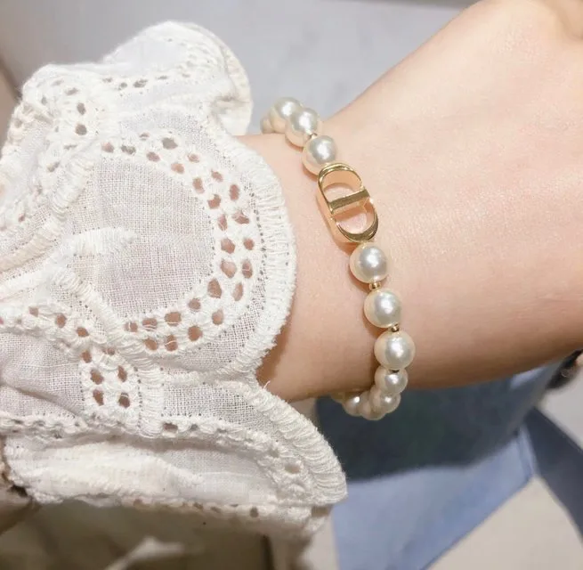 CD Navy Resin Pearl Bracelet D15517258 — view 9