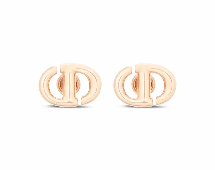 CD Navy Stud Earrings (Gold-Plated Brass) D13017592
