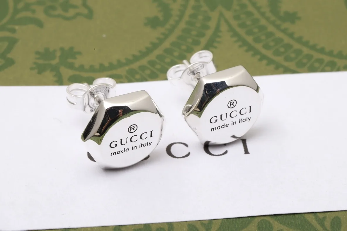 Logo Engraved Hexagonal Stud Earrings (Sterling Silver) D17517249 — view 3