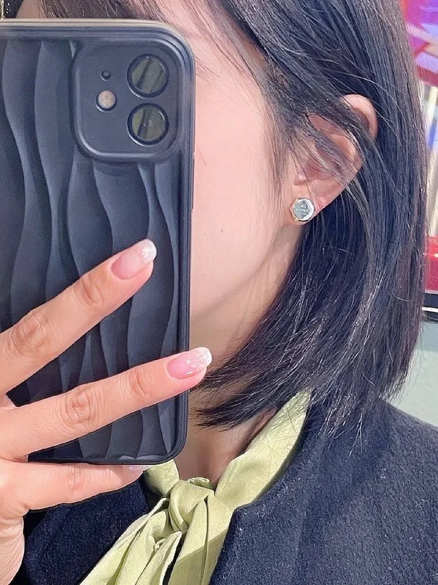 Logo Engraved Hexagonal Stud Earrings (Sterling Silver) D17517249 — view 7