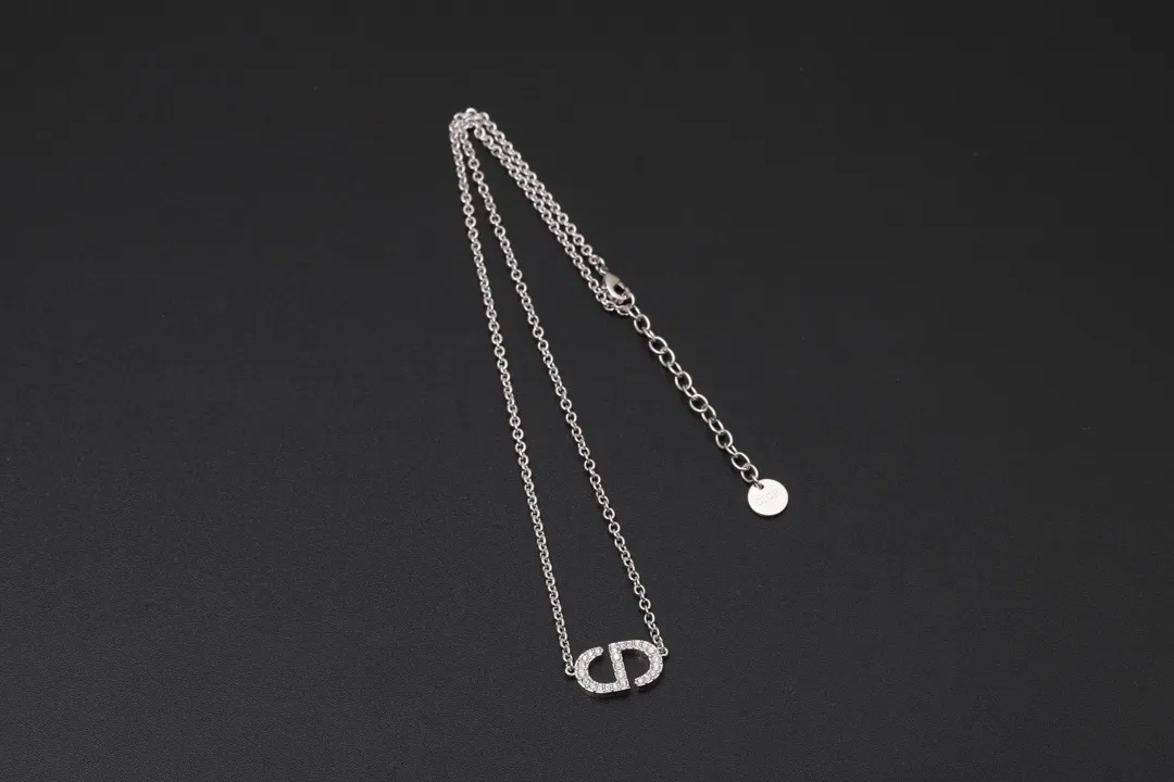 CD Navy Crystal-Embellished Necklace (Brass) D13516769 — view 3