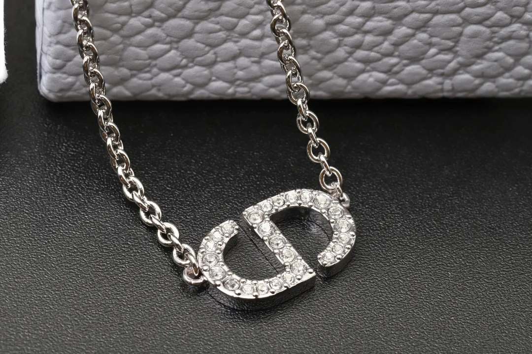 CD Navy Crystal-Embellished Necklace (Brass) D13516769 — view 5