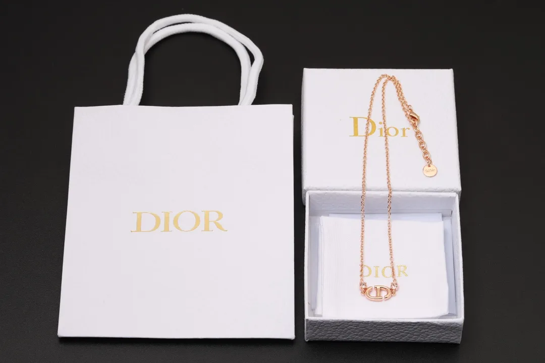 CD Navy Crystal Pendant Necklace (Rose Gold-Plated) D13516771 — view 2