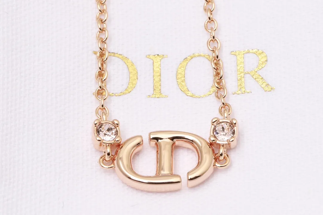 CD Navy Crystal Pendant Necklace (Rose Gold-Plated) D13516771 — view 3