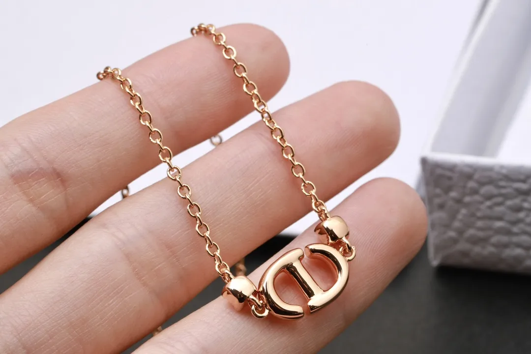 CD Navy Crystal Pendant Necklace (Rose Gold-Plated) D13516771 — view 5