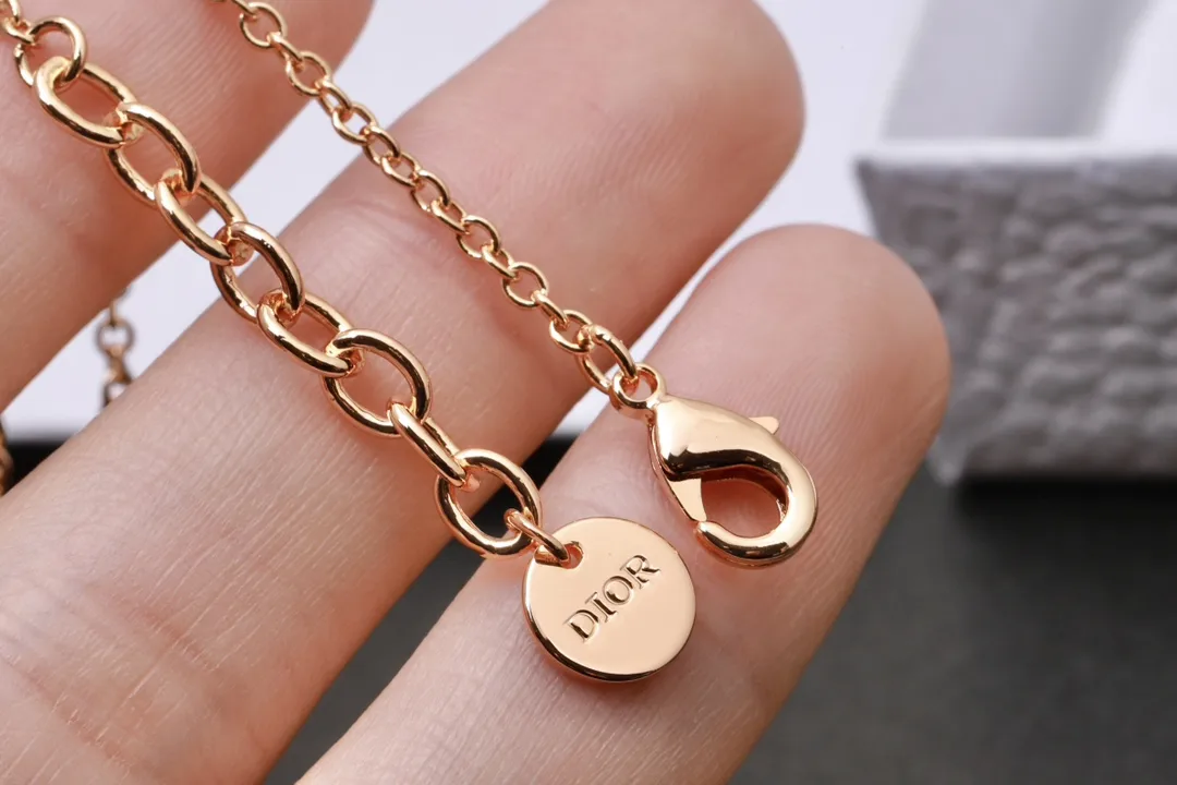 CD Navy Crystal Pendant Necklace (Rose Gold-Plated) D13516771 — view 6