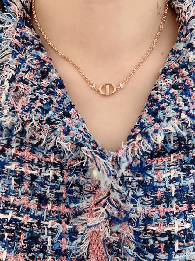CD Navy Crystal Pendant Necklace (Rose Gold-Plated) D13516771 — view 8