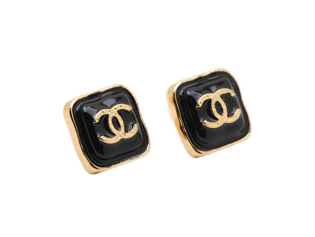 CC Logo Square Resin Stud Earrings D14017425