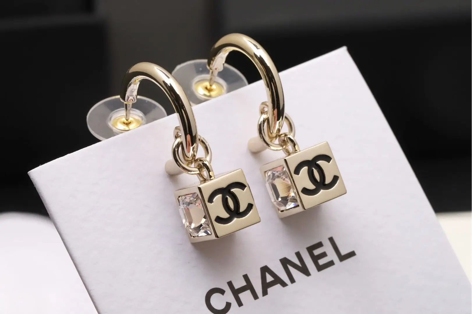Crystal Cube Hoop Earrings D14517428 — view 2