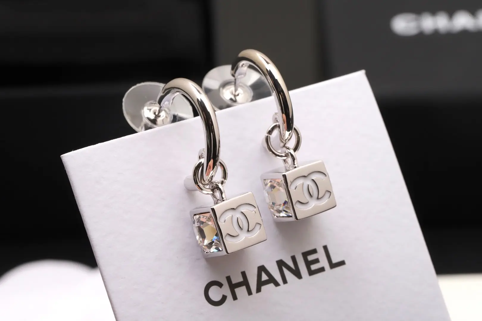 Crystal Cube Hoop Earrings D14517428 — view 3