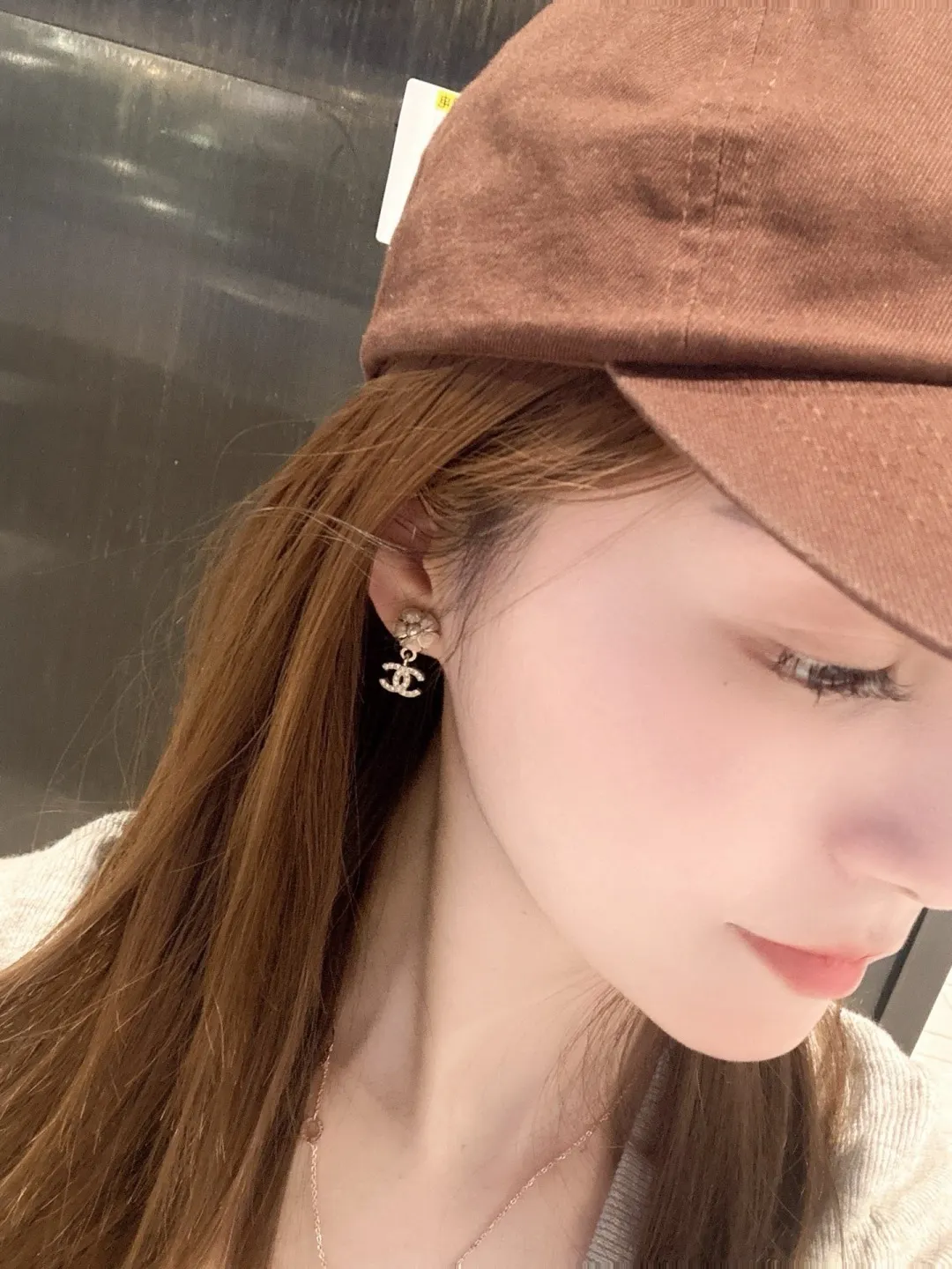 Camellia and Crystal Double C Drop Earrings D14016621 — view 9