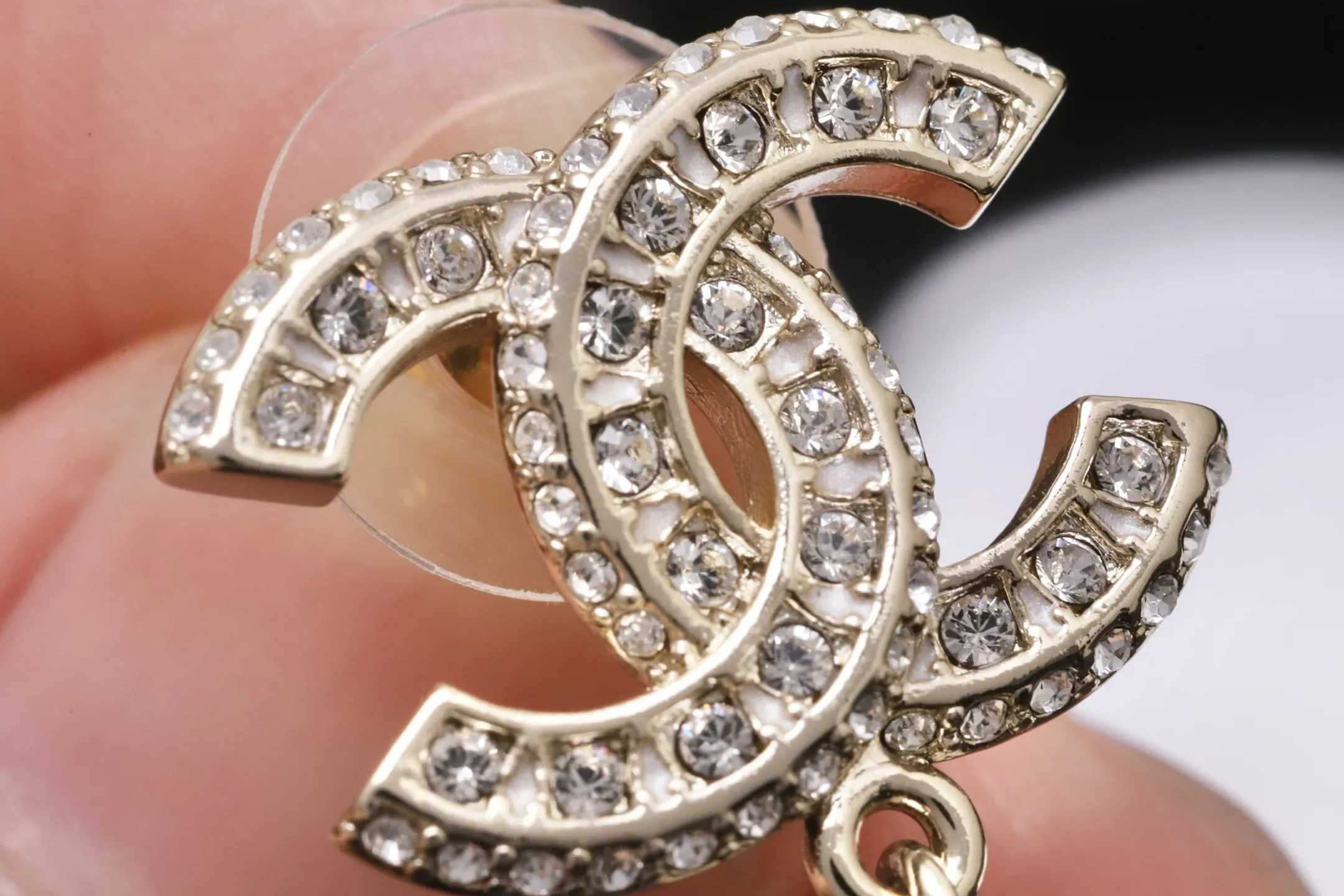 Crystal Double C Drop Earrings with Faux Pearls D14517447 — view 5