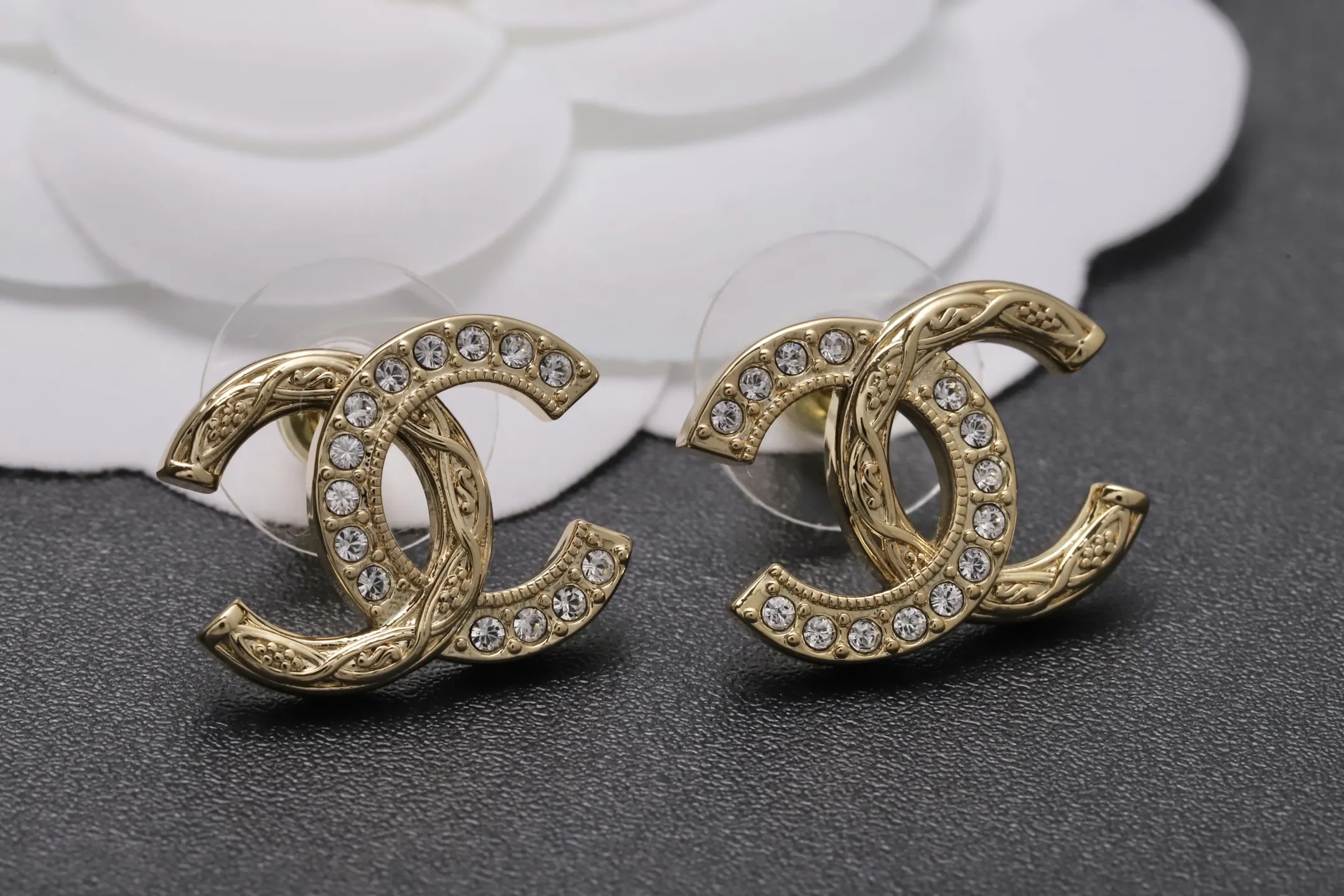 Crystal-Embellished Double C Stud Earrings D13517243 — view 3