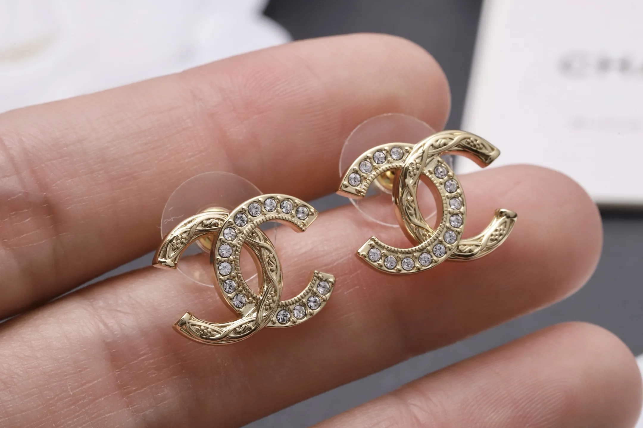 Crystal-Embellished Double C Stud Earrings D13517243 — view 5