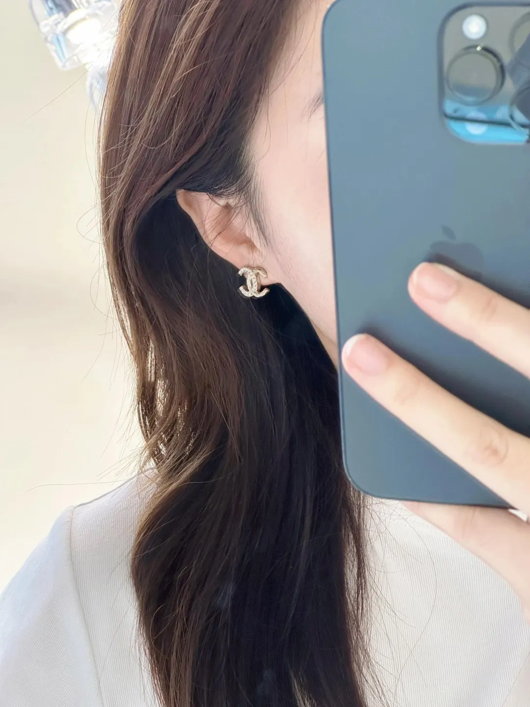 Crystal-Embellished Double C Stud Earrings D13517243 — view 8
