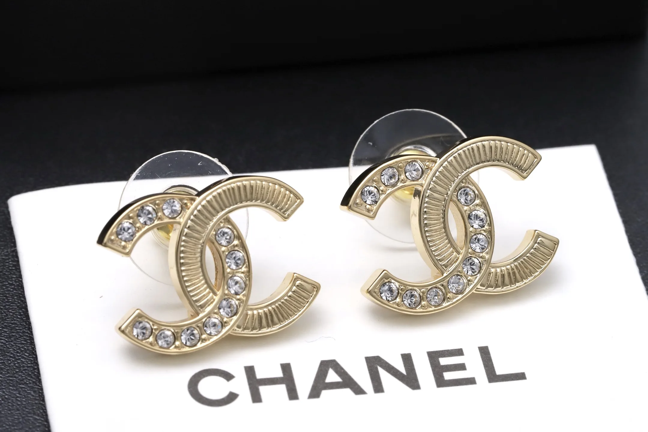 Crystal-Embellished Double C Stud Earrings D13517275 — view 3