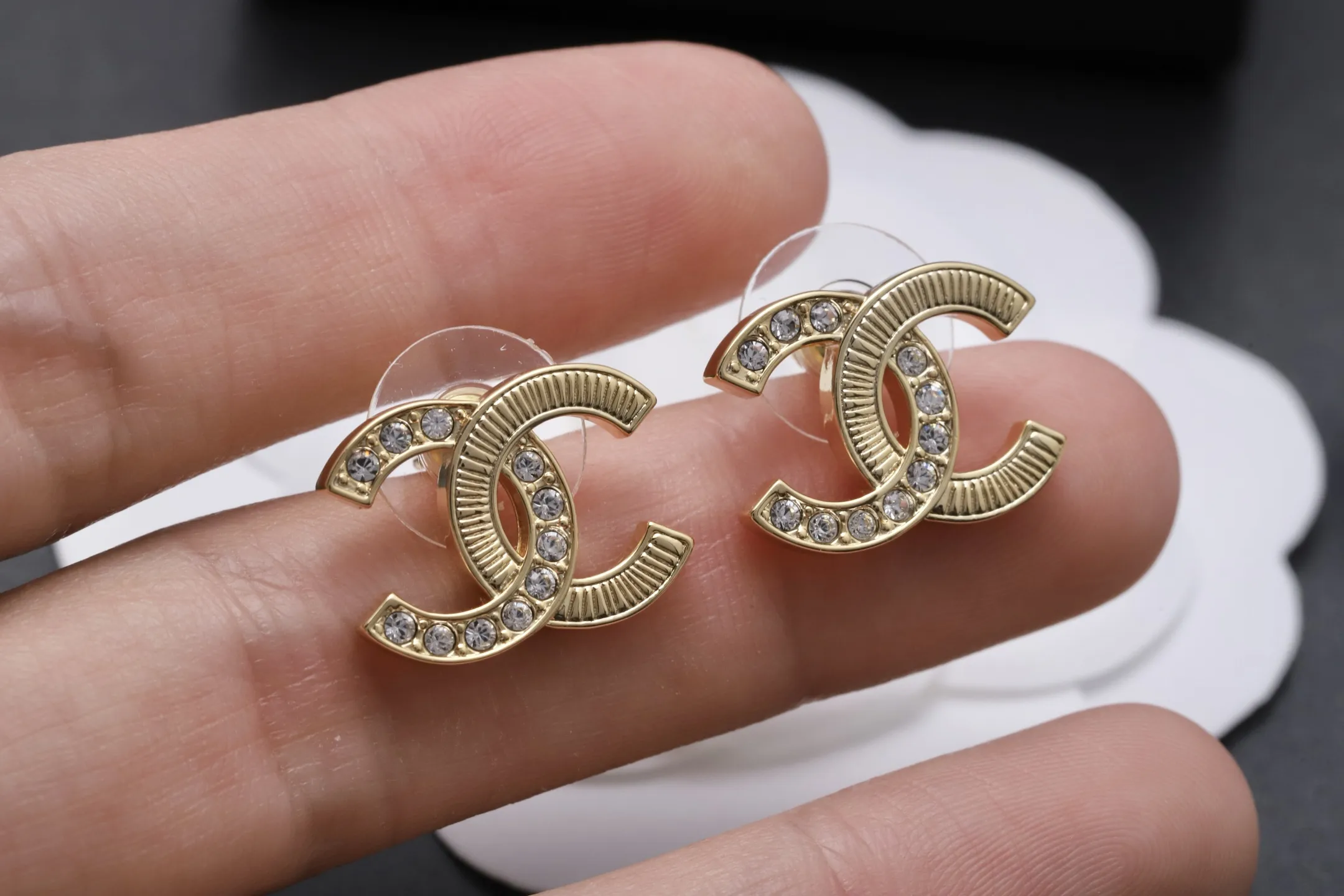 Crystal-Embellished Double C Stud Earrings D13517275 — view 5