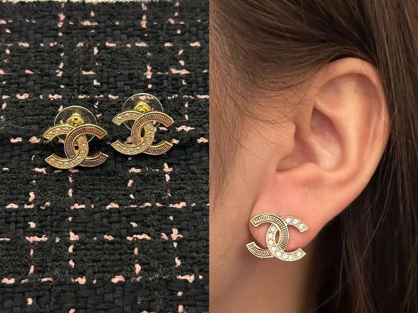 Crystal-Embellished Double C Stud Earrings D13517275 — view 7