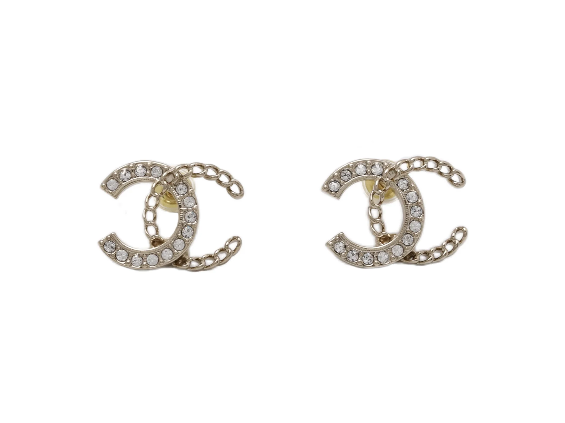 Crystal-Embellished Interlocking CC Chain Stud Earrings D13517273