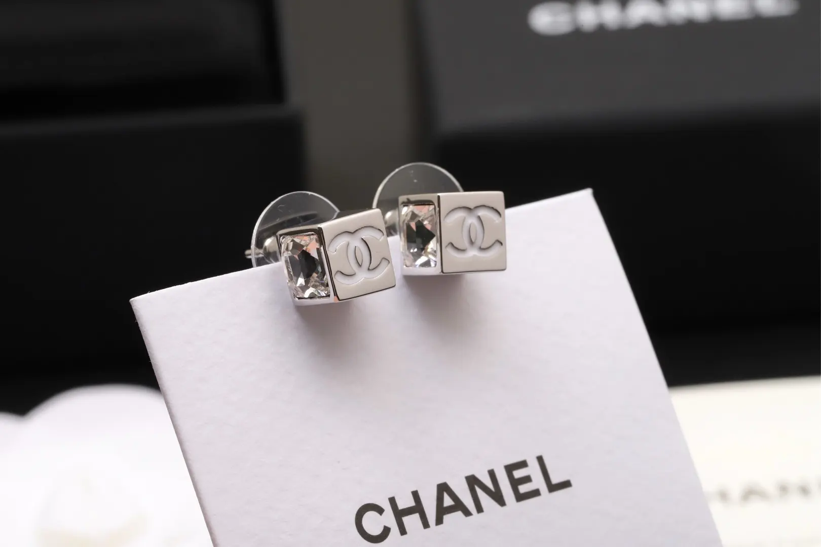 Crystal-Embellished Cube Stud Earrings D13517427 — view 3