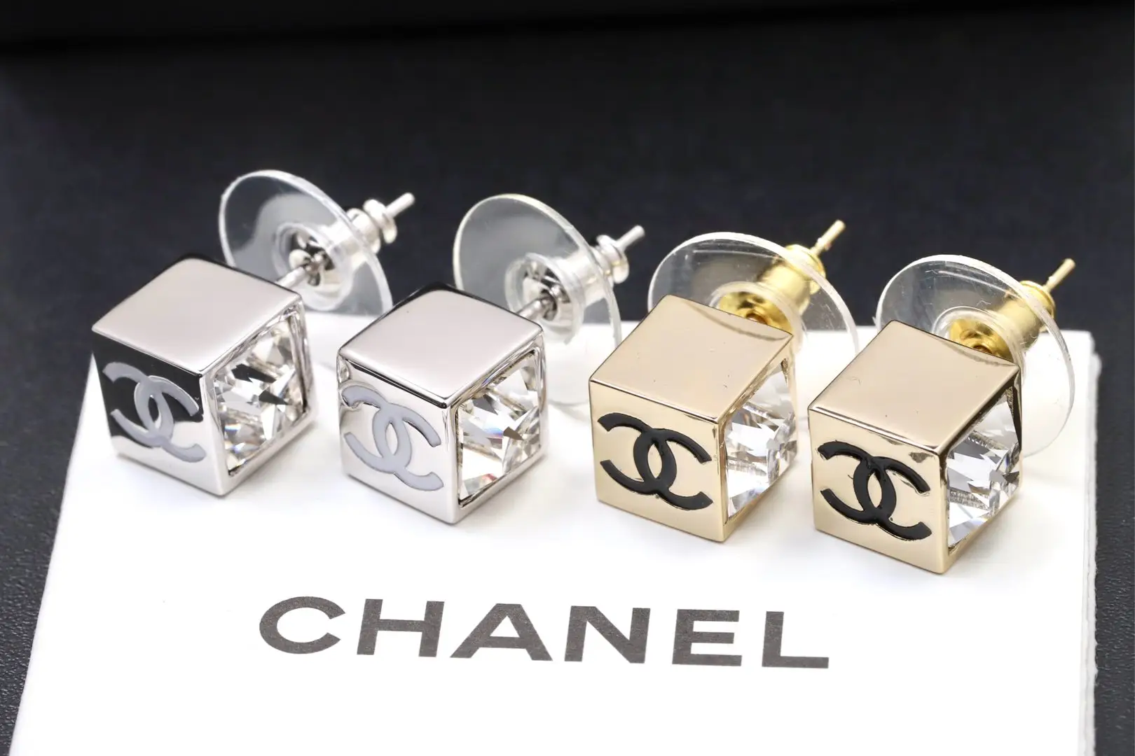 Crystal-Embellished Cube Stud Earrings D13517427 — view 4