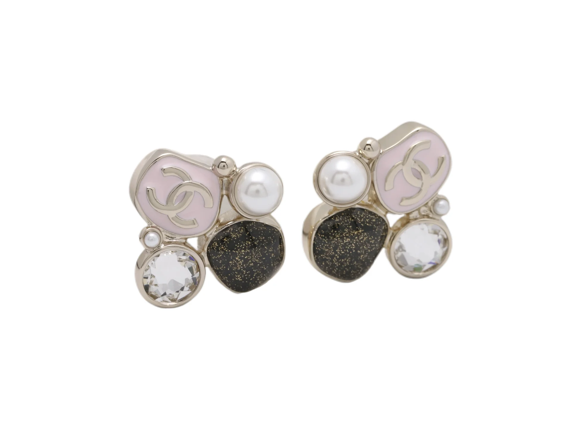 Enamel and Crystal CC Stud Earrings D14017240