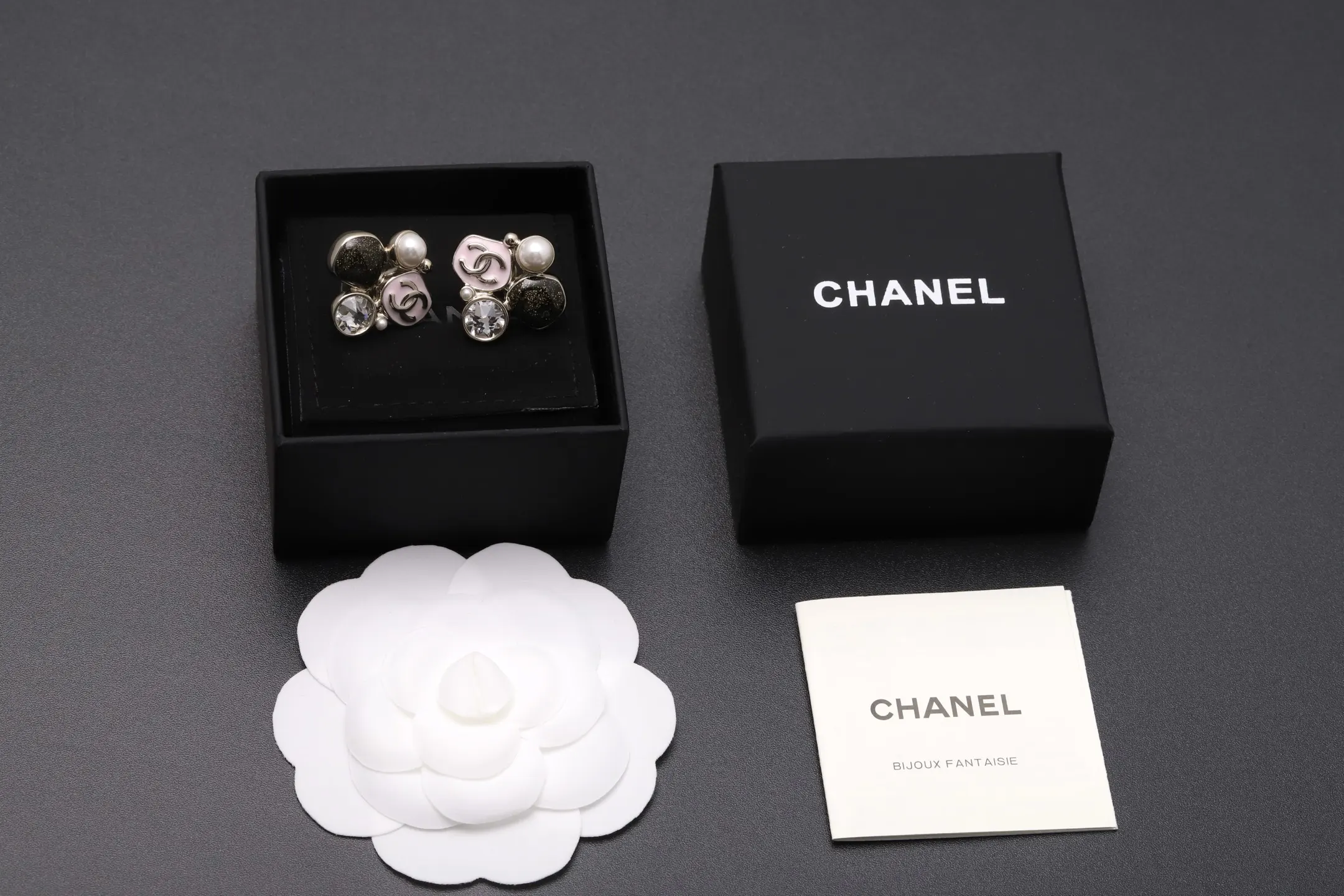 Enamel and Crystal CC Stud Earrings D14017240 — view 2