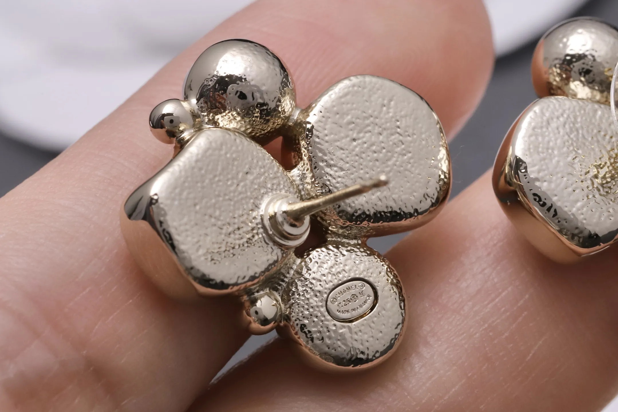 Enamel and Crystal CC Stud Earrings D14017240 — view 6