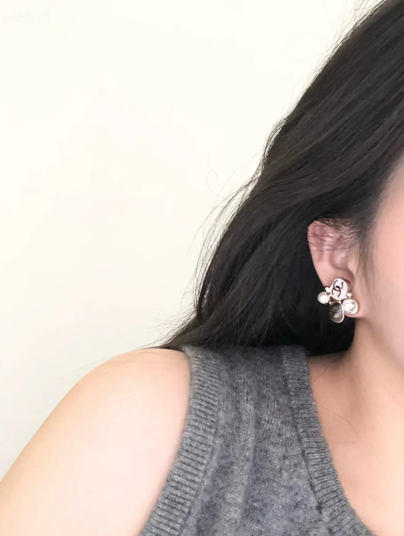 Enamel and Crystal CC Stud Earrings D14017240 — view 8