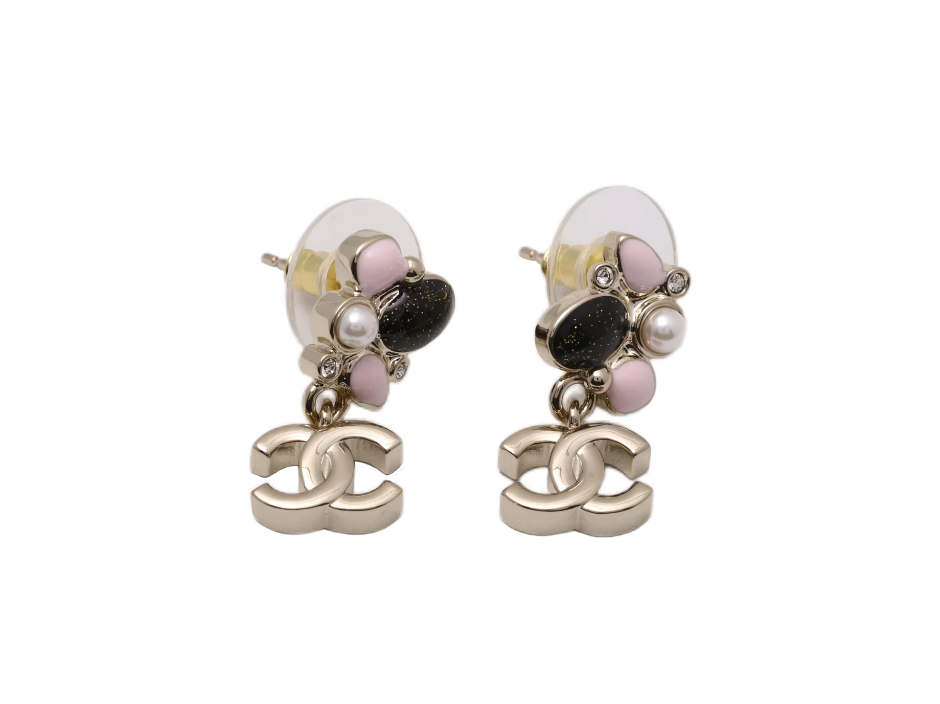 Enamel and Faux Pearl CC Drop Earrings D13517206