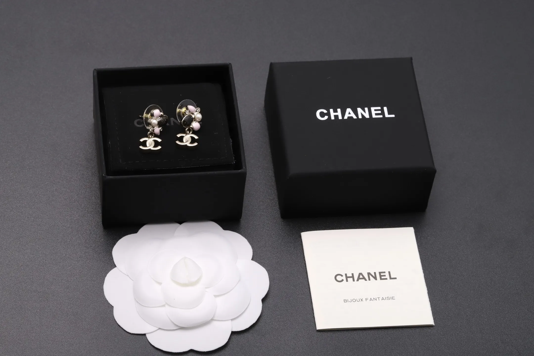 Enamel and Faux Pearl CC Drop Earrings D13517206 — view 2