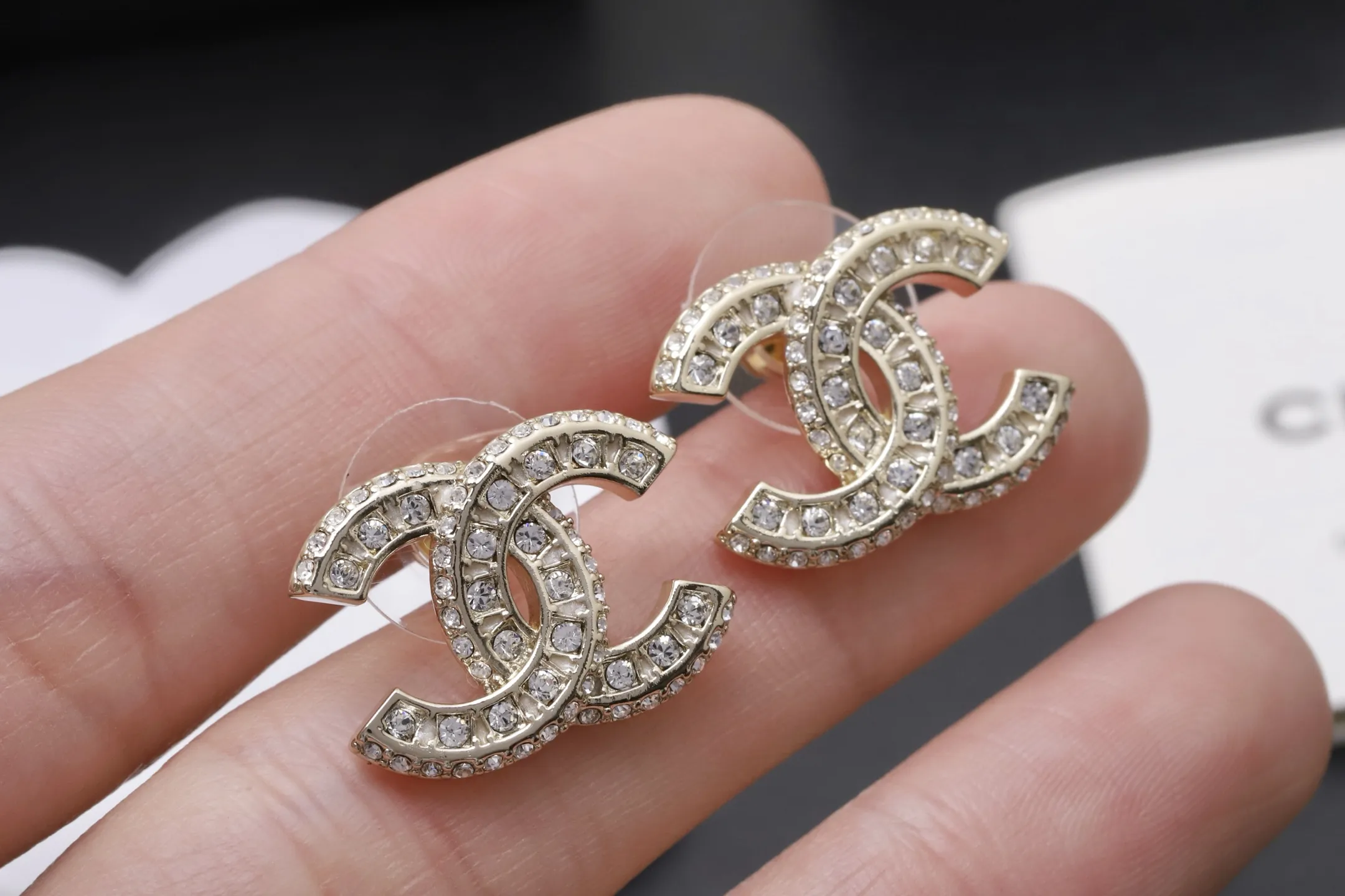 Crystal-Embellished Double C Stud Earrings D14517430 — view 4