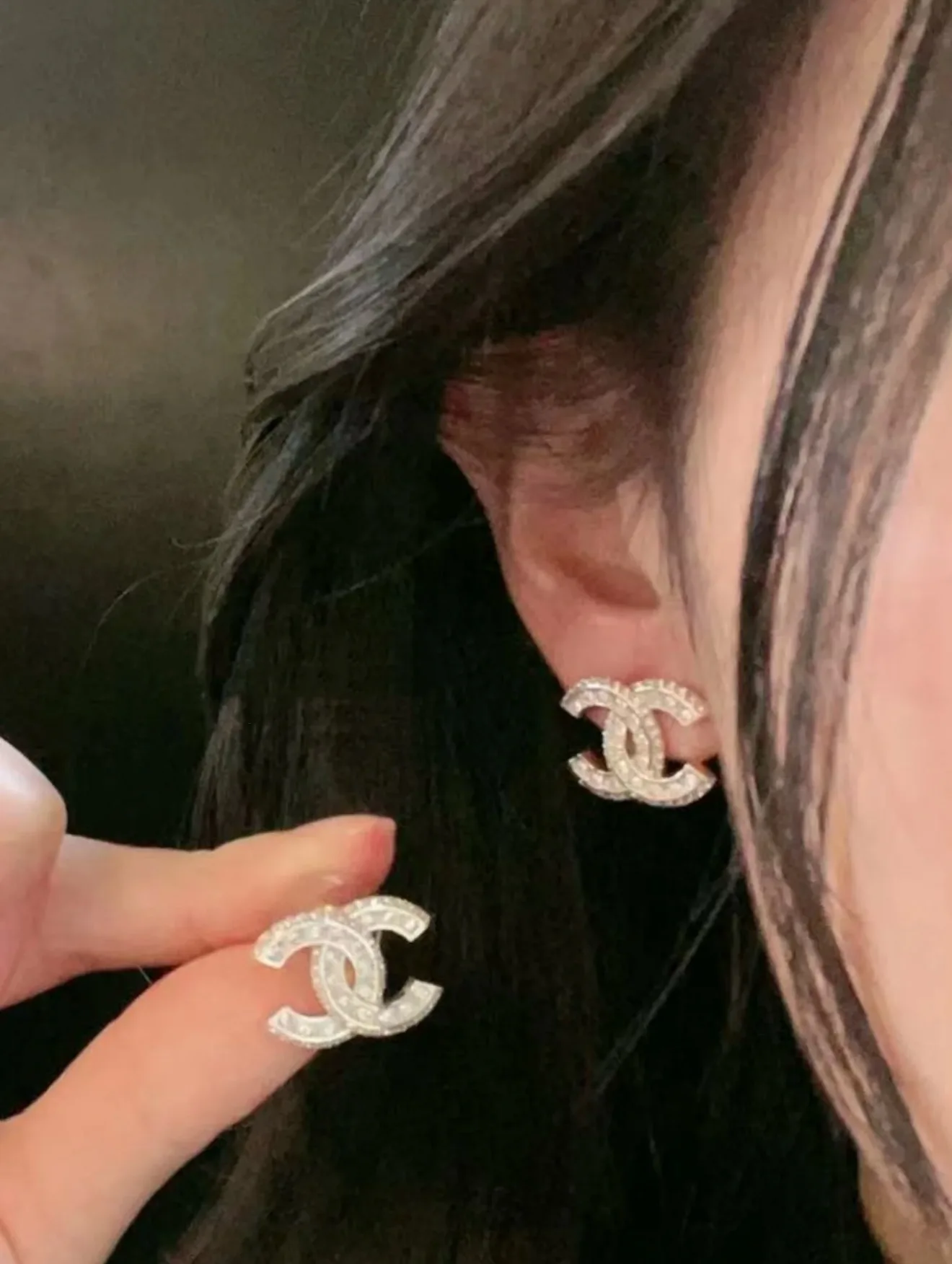 Crystal-Embellished Double C Stud Earrings D14517430 — view 7