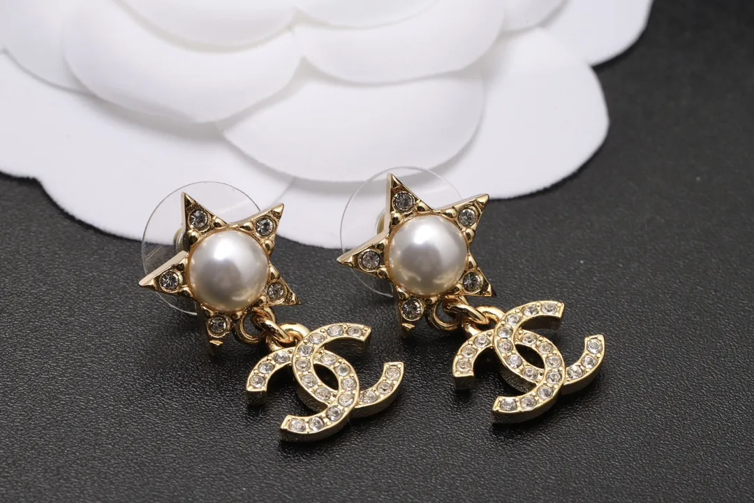 Star and Double C Drop Earrings D14017419 — view 2