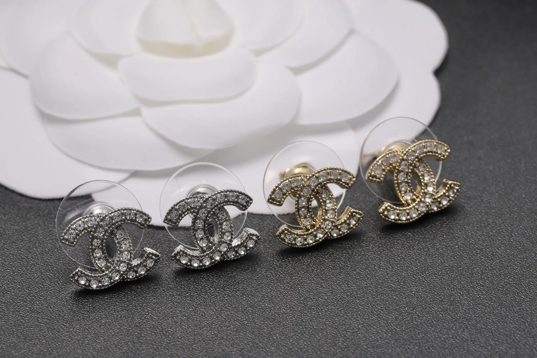 Crystal-Embellished CC Stud Earrings D11517061 — view 3