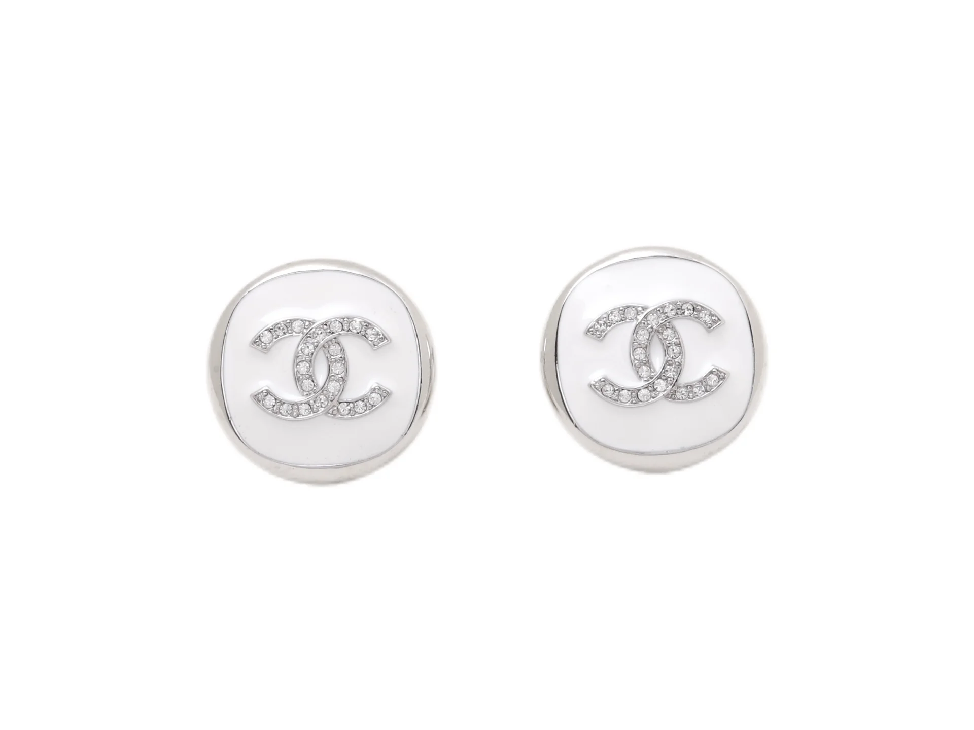 Enamel and Crystal CC Stud Earrings D14017329