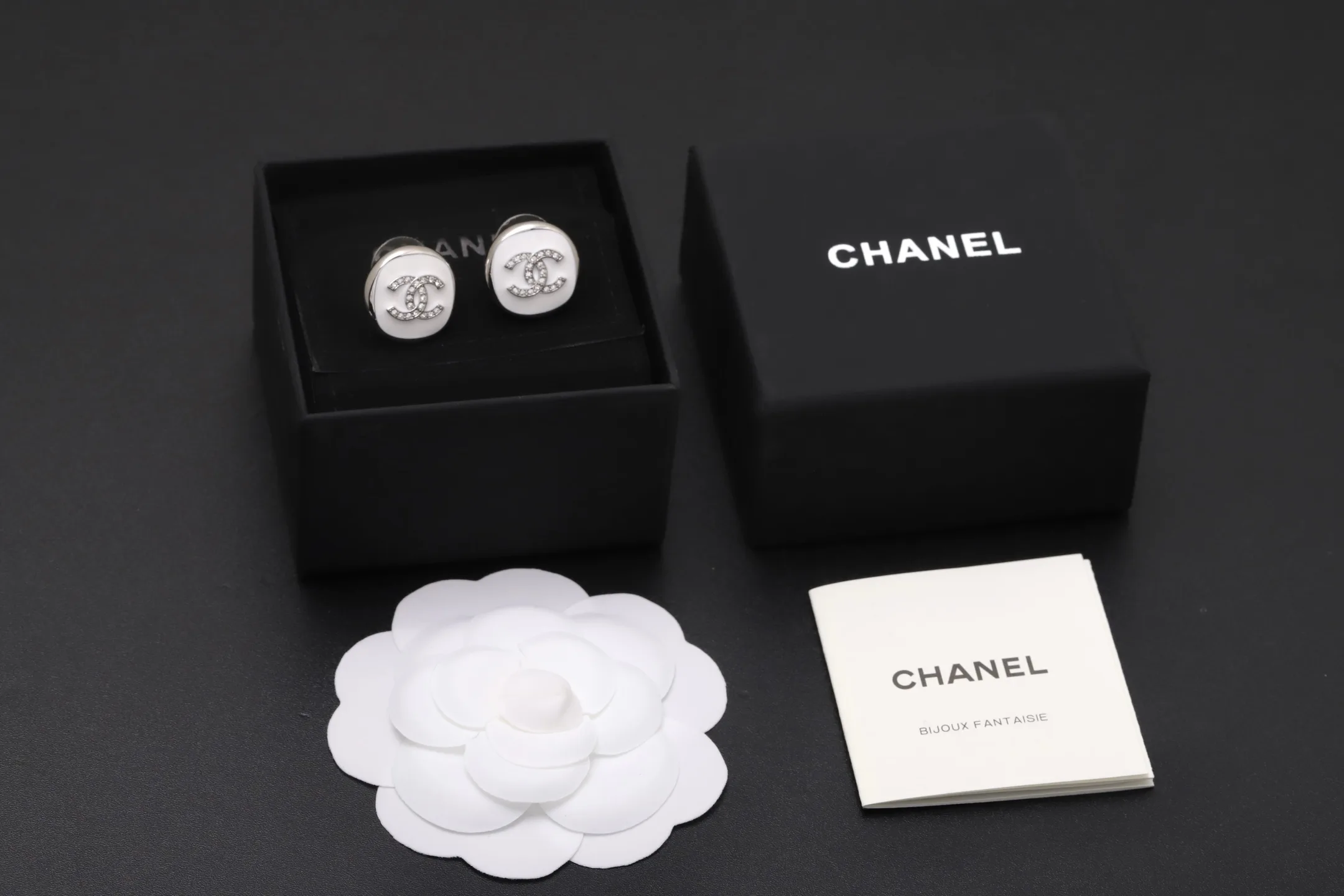 Enamel and Crystal CC Stud Earrings D14017329 — view 2