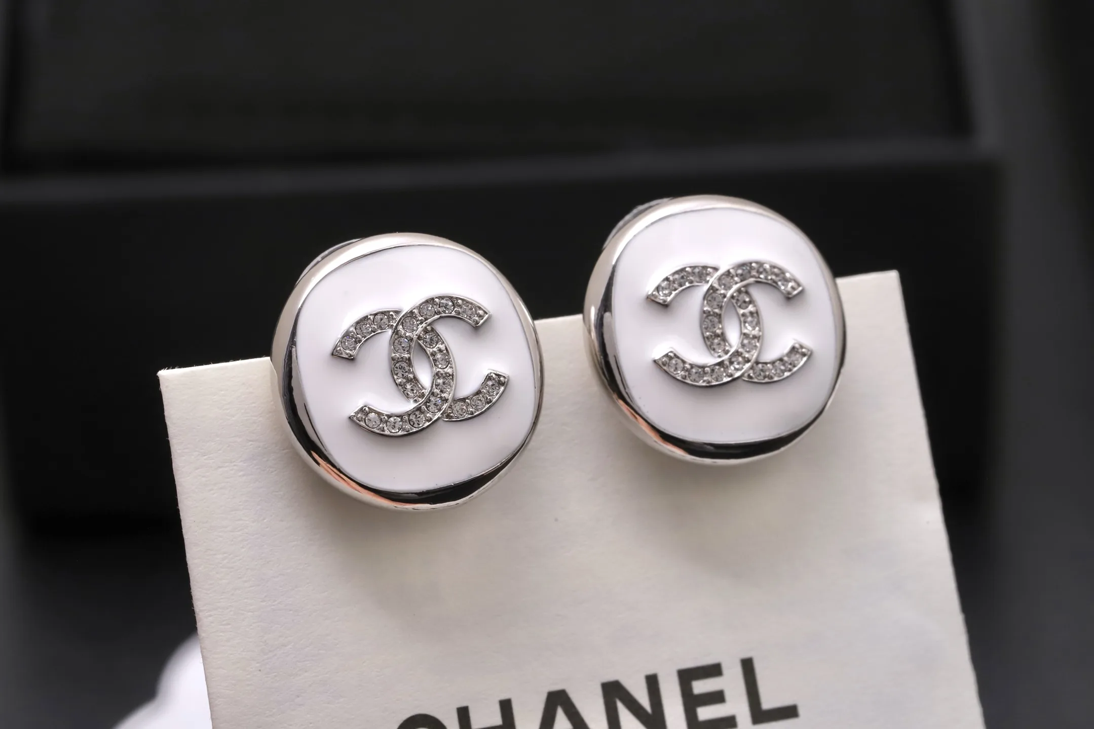 Enamel and Crystal CC Stud Earrings D14017329 — view 4