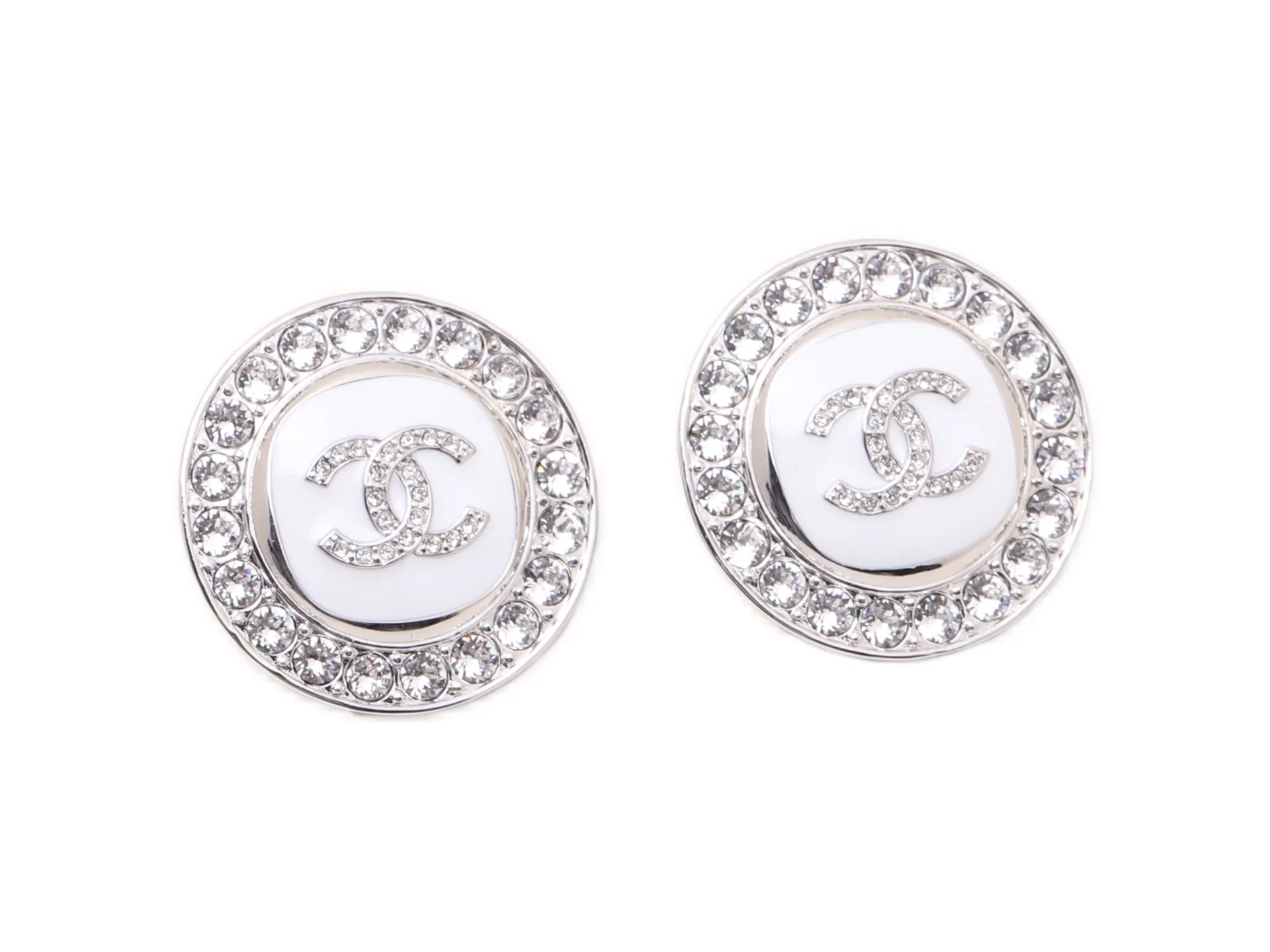 Crystal-Embellished Enamel Round Stud Earrings D15017434